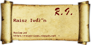 Raisz Iván névjegykártya